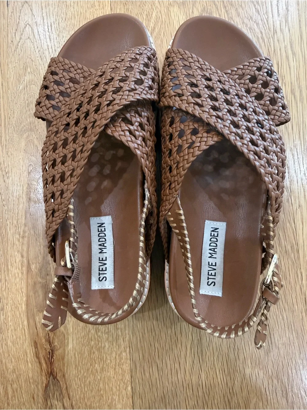 Steve Madden Brown Woven Platform Slingback Sandals